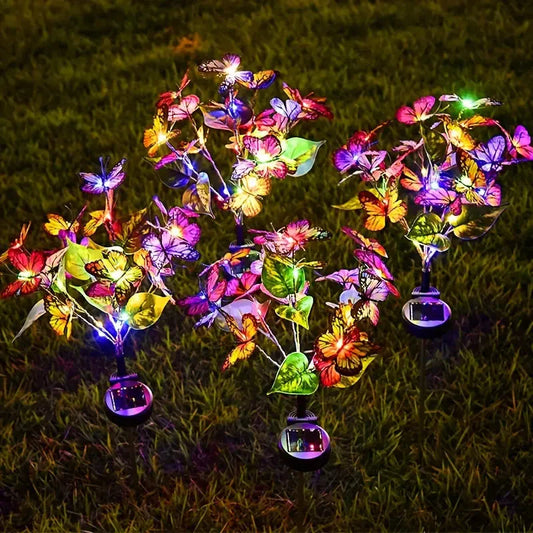 2-Pack: Solar-Powered Butterfly Flower Lamp